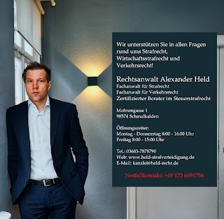 Fachanwalt für Strafrecht Alexander Held, Zertifizierter Berater für Steuerstrafrecht (FeUW Hagen)