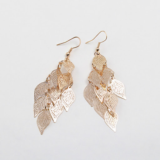 Title 8, Colorful small leaf-shaped earrings with nine o...