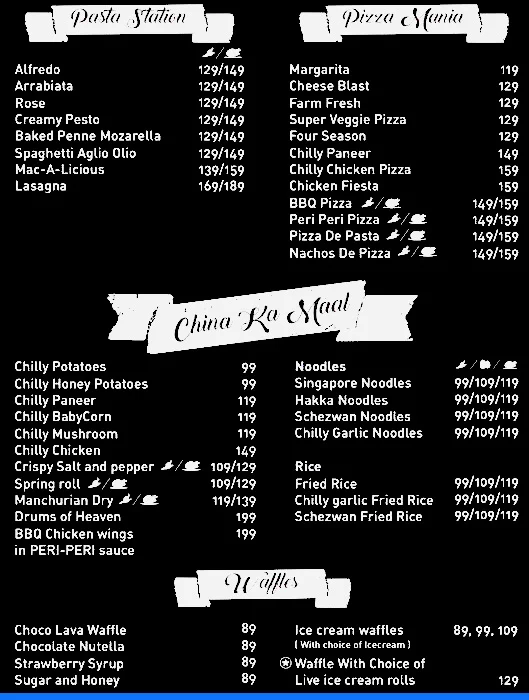 The Ice Cafe menu 