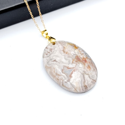 Title 5, Natural Mexican Agate Pendant Leaf Shaped Love ...