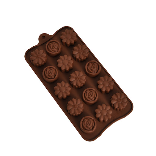 Title 5, Silicone molds 15 mixed, 3 flower-shaped chocol...