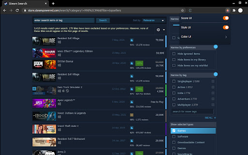 Steam UI reviews