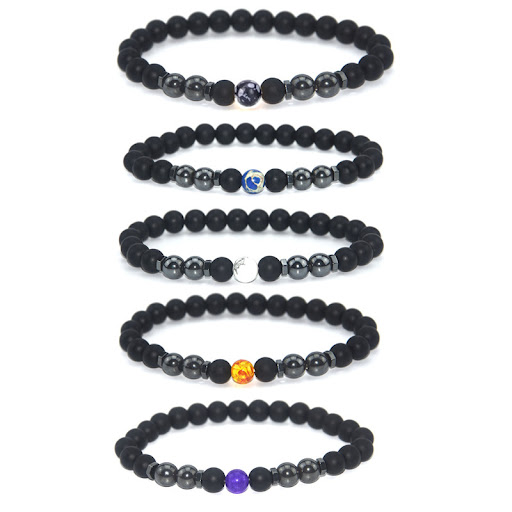 Title 5, Frosted Black Beads Magnet Anklet, European and...