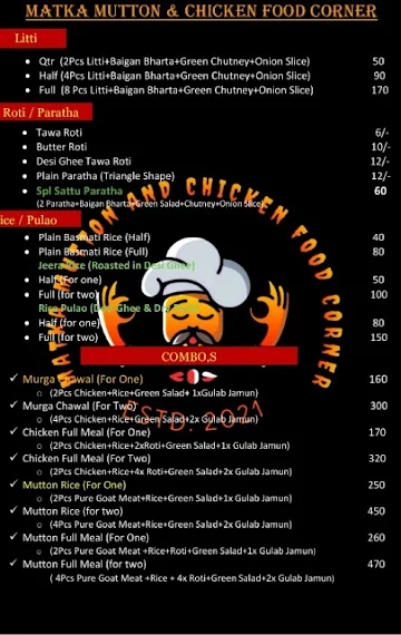 Matka Mutton And Chicken Food Corner menu 