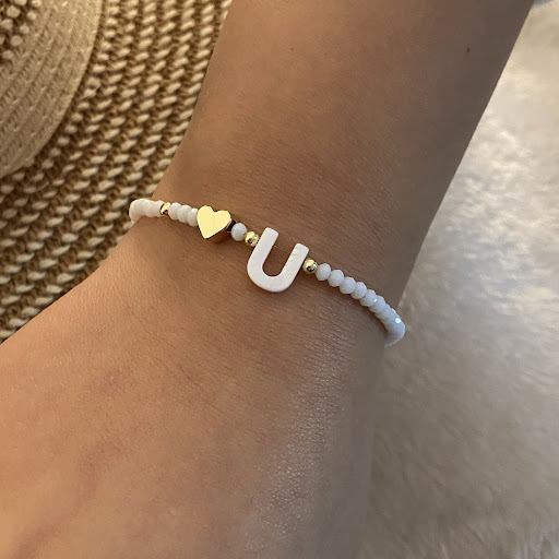 Title 13, 26 Letters White Shell Beaded Bracelet Women Me...