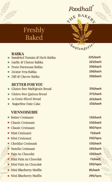 Bakery By Foodhall menu 