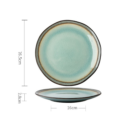 Title 6, Vintage Ceramic Ice Cracked Glaze Steak Disc, a...