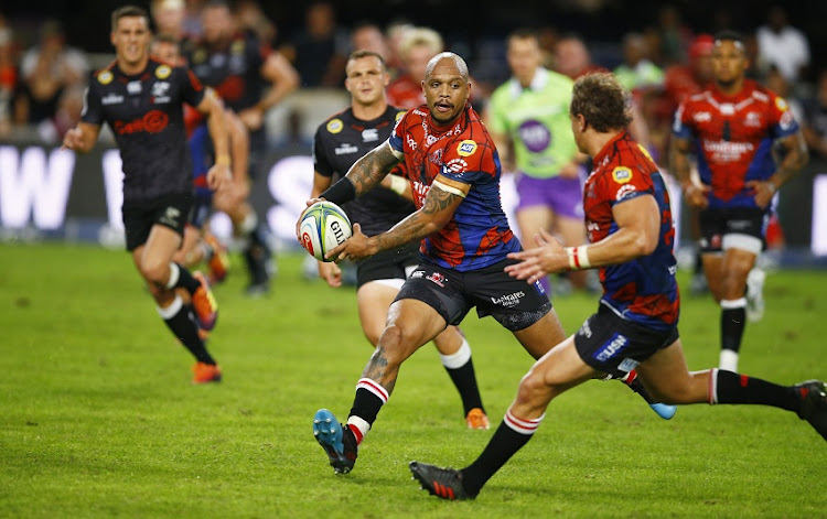 Lionel Mapoe of the Emirates Lions during the Super Rugby match between Cell C Sharks and Emirates Lions at Jonsson Kings Park Stadium on May 25, 2019 in Durban, South Africa.