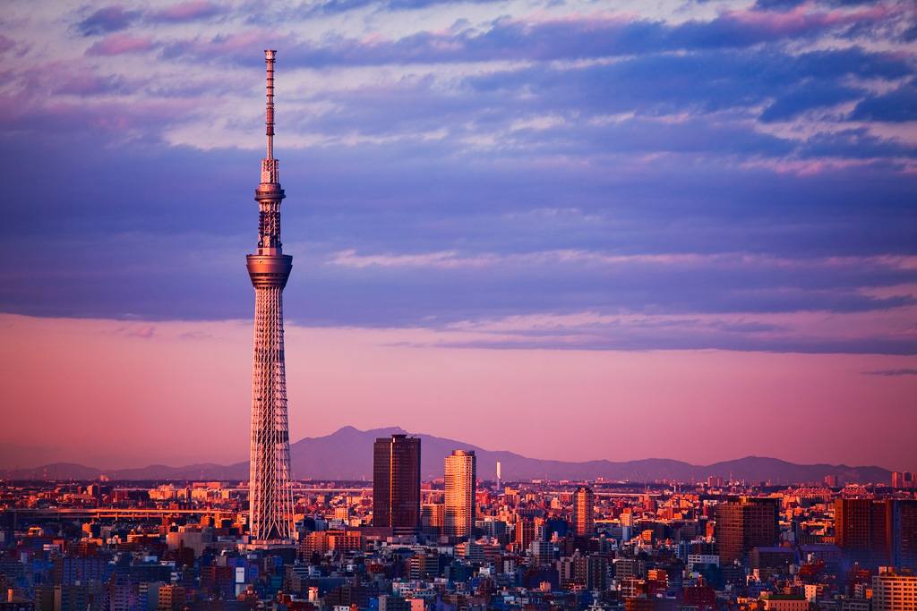 夕陽を浴びた東京スカイツリーも 筑波山を背景にクッキリです ひでおちゃんねる