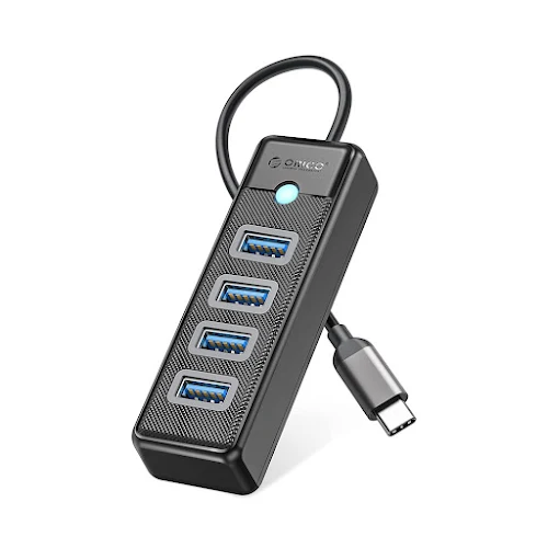 Bộ chia/ Hub Type C ra 4 cổng USB 3.0 Orico PW4U-C3-015-BK (Đen)