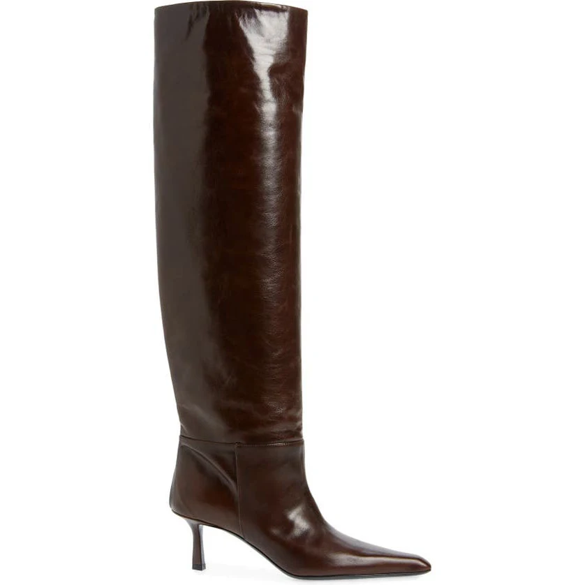 Bottines western carrées femme, style européen et américain, décontractées, plissées, à talons aiguilles pour un look tendance et féminin