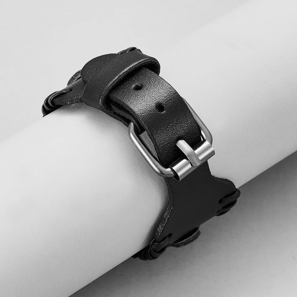 Title 7, Echt lederen macrame armband gevlochten voor he...
