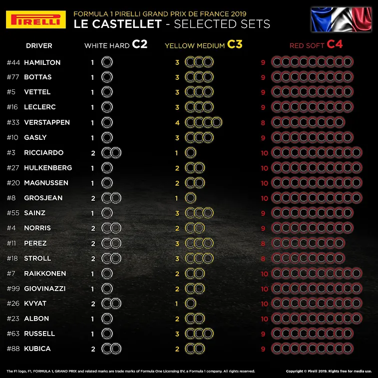 Scelta delle gomme per il gran premio di Francia 2019