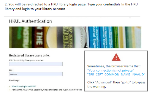 Journal access through HKU library