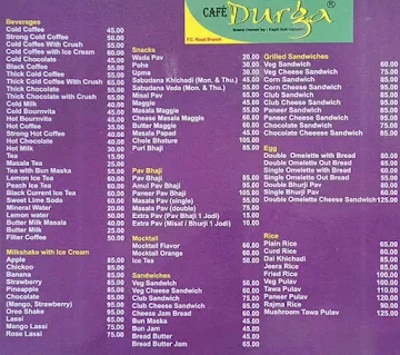 Cafe Durga menu 