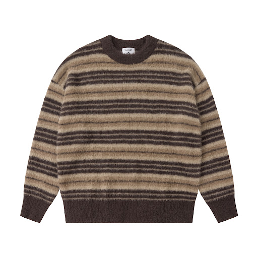 Title 14, Maychao Striped Round Neck Ripped Pullover Swea...