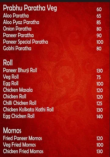 Prabhu Paratha King menu 