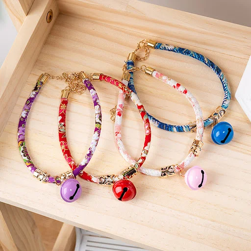Cute Cartoon Pet Cat Bell Collar for Cats Japanese Style Puppy Necklace Products for Accessories
