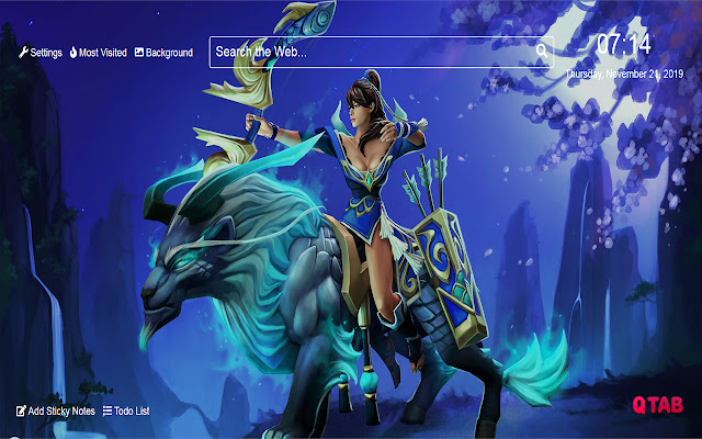 Dota 2 Mirana Wallpaper for New Tab