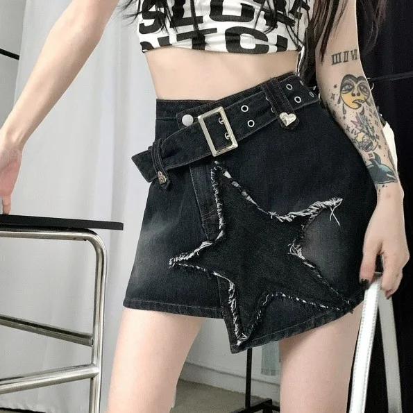 Hot Girl retro teksas suknja visokog struka za mršavljenje, vintage stil, oblikuje figuru, idealna za leto.