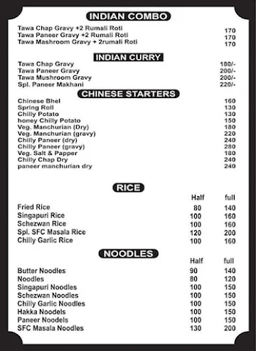 Sachdeva's Kitchen Pure Veg menu 