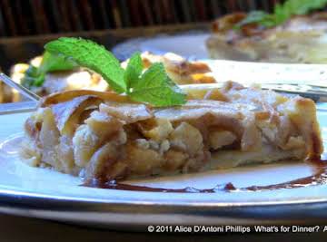 Pear & Apple Gorgonzola Tart with Frangelico & Balsamic Reduction