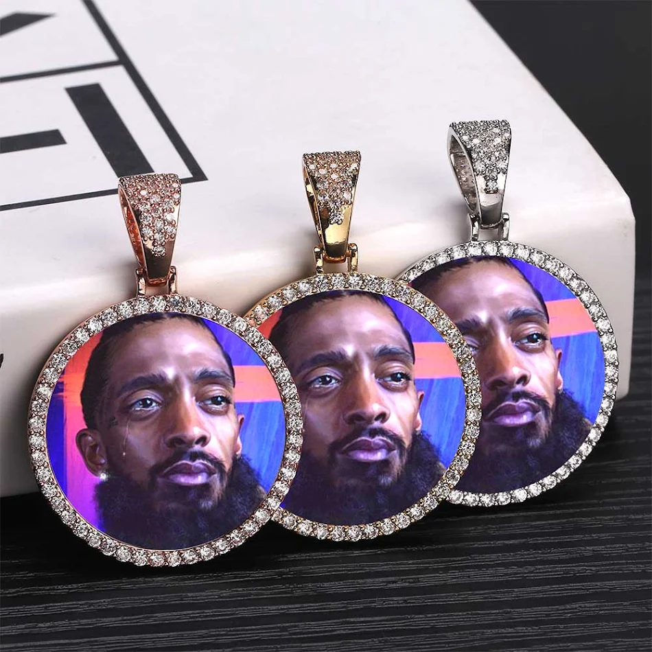 Memory Picture Customized Zircon Round Pendant