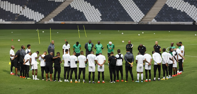 Bafana Bafana players during a training session at Mbombela Stadium.