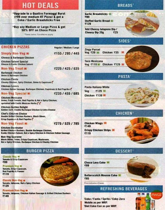 Domino's Pizza menu 