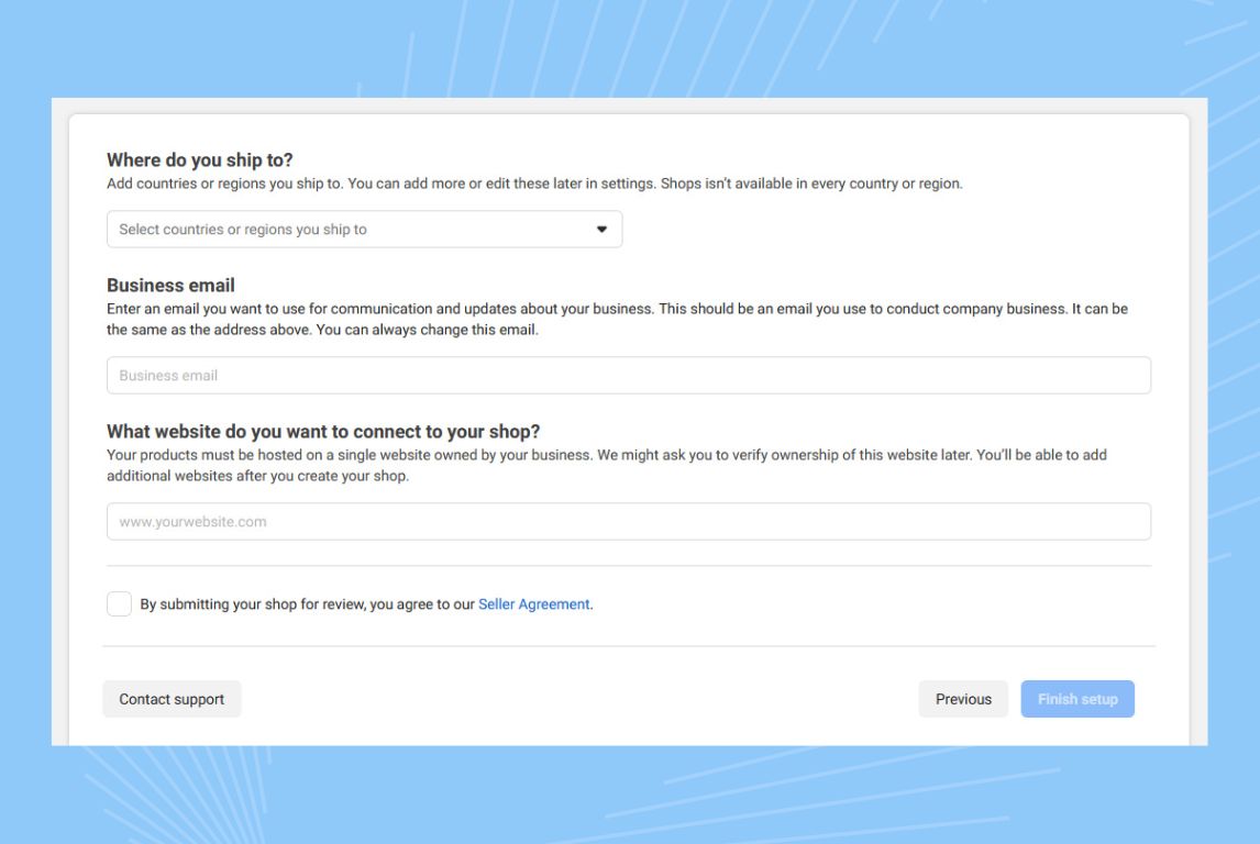 Image showing how to add shipping options for Facebook shop