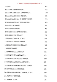 Raju Samosa Sandwich menu 1