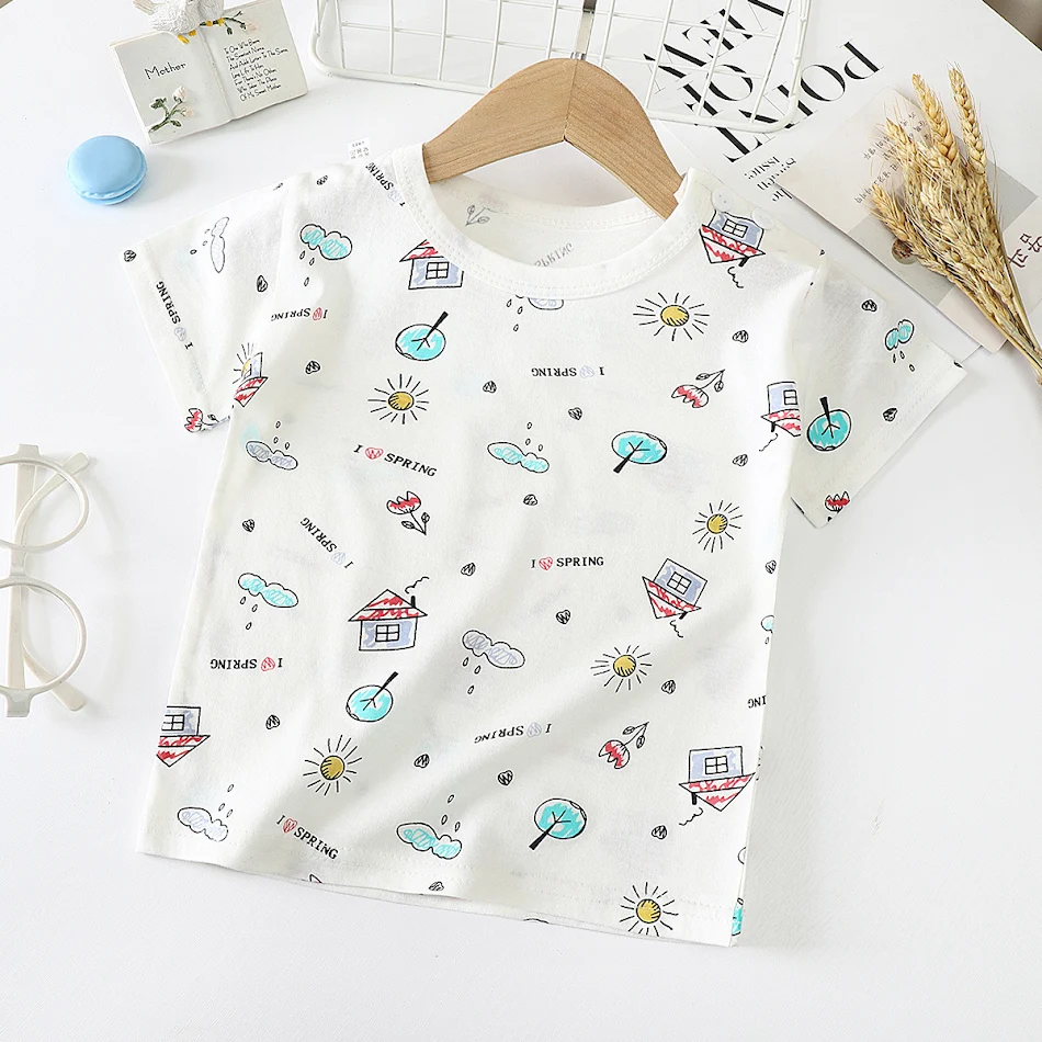 Camiseta infantil manga curta algodão Bebê Camiseta de manga meia perfeita para camadas Conforto e estilo para o dia a dia