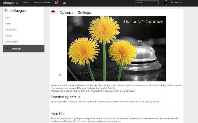 Diaspora - Optimizer chrome extension