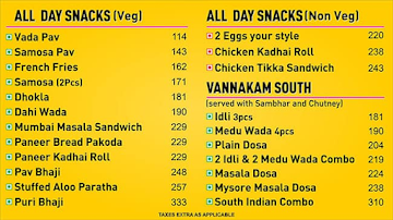 Street Foods by Punjab Grill menu 