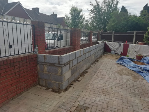 Built raised flower bed and rendered