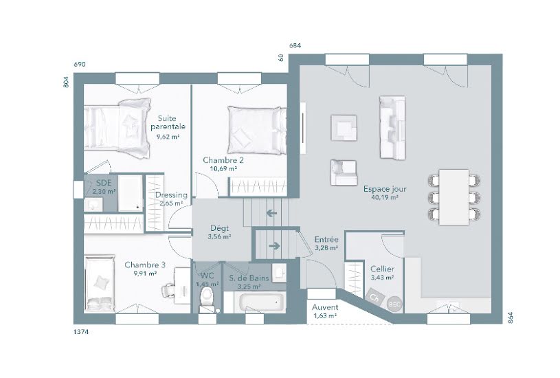  Vente Terrain + Maison - Terrain : 620m² - Maison : 90m² à Montlaur (31450) 