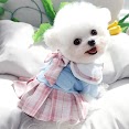Đầm Tiểu Thư Cho Chó, Mèo/ Đầm Nơ Váy Xếp Ly Cực Yêu Cho Bé Từ 3 - 5Kg - Xanh Dương Phối Hồng