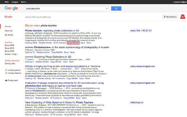 BibTex Quick Copy for Google Scholar