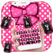 white dots pink bow keyboard 10001007 Icon