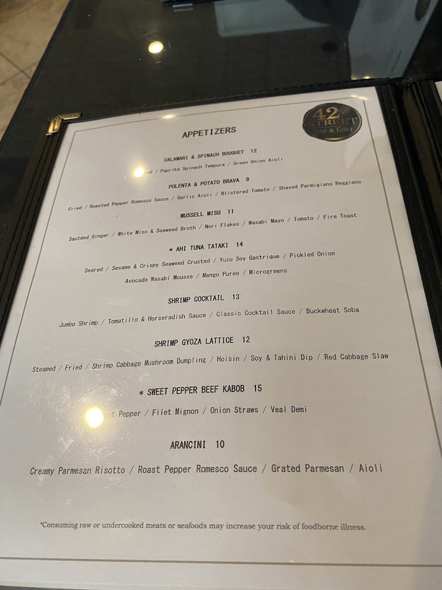 42nd Street Bar and Grill gluten-free menu