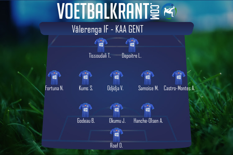 Opstelling KAA Gent | Vålerenga IF - KAA Gent (29/07/2021)