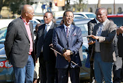 EFF national chairperson Dali Mpofu, King Goodwill Zwelithini and EFF leader Julius Malema  during the party's visit at Linduzulu Royal Palace in Nongoma on Thursday.