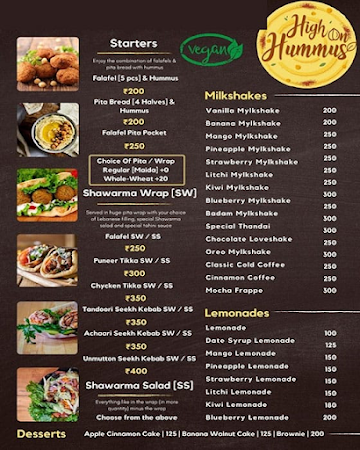 High On Hummus menu 