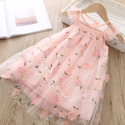 Title 3, Childrens Embroidered Floral Lace Mesh Dress, ...