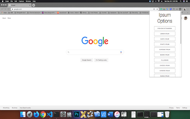 Ipsum Options chrome extension