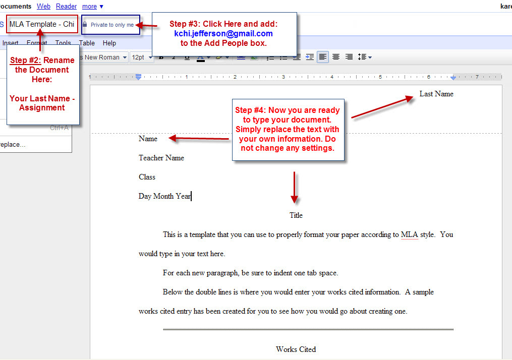 Mla Google Docs Template