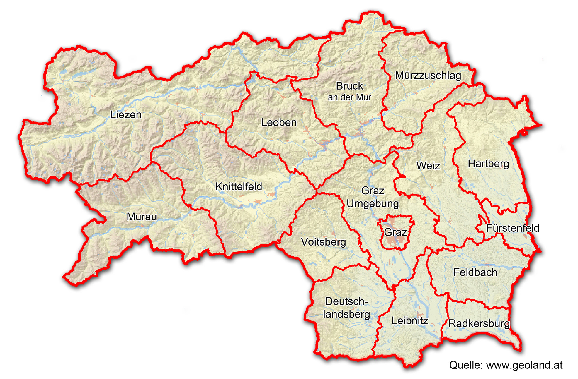 Steiermark Karte Bezirke Gemeinden Des Bezirkes Liezen Bh Liezen