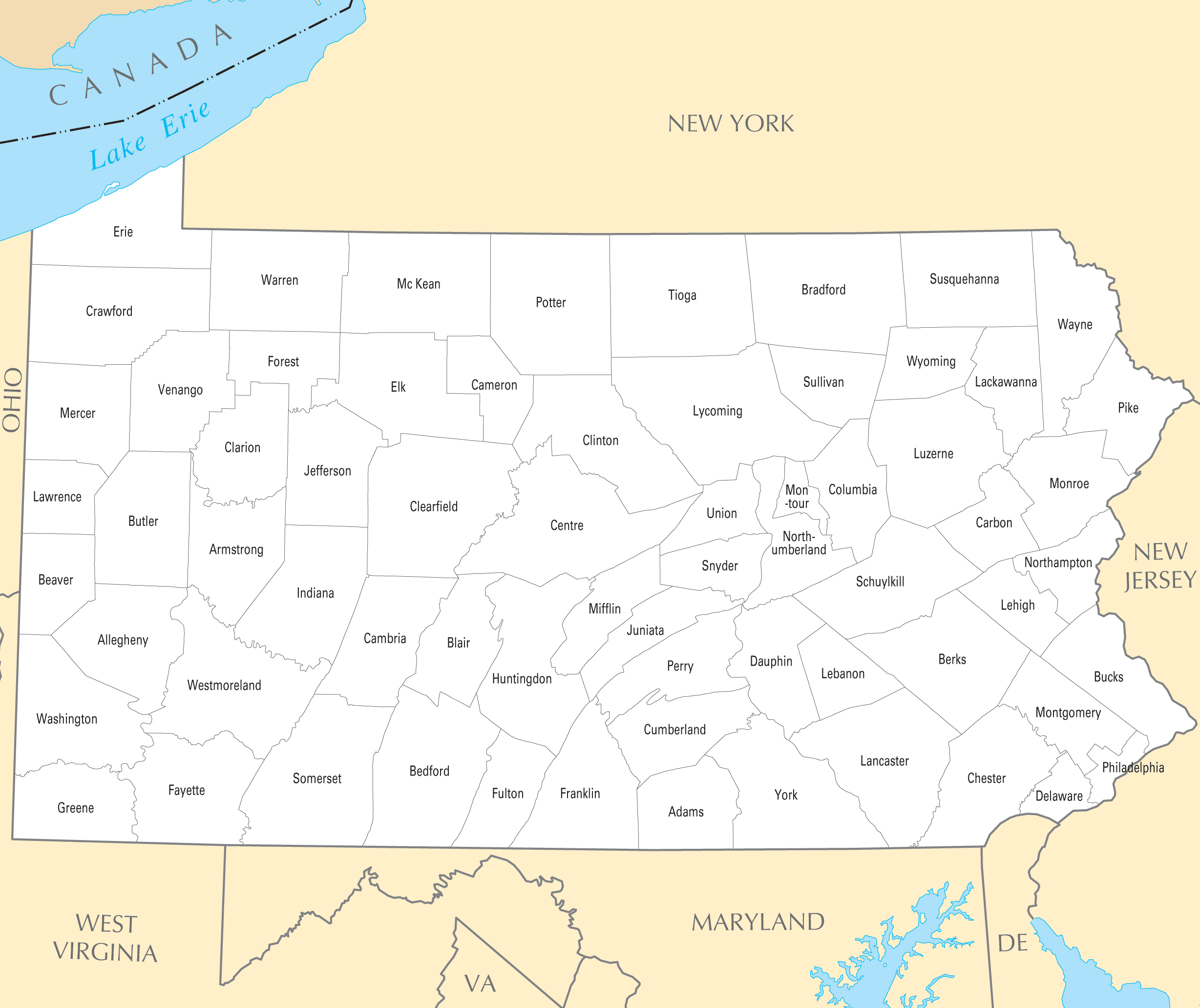 pennsylvania-county-map-printable