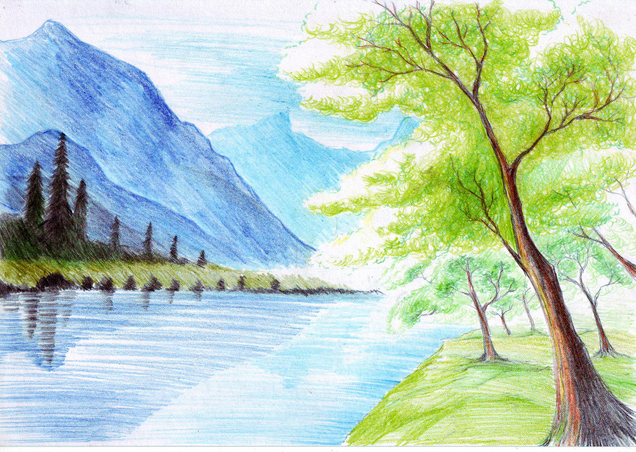 Beautiful Scenery Drawings With Crayons - bmp-cyber