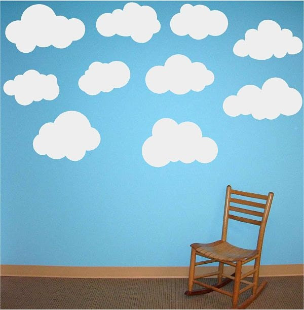 10 Large Fluffy Clouds Vinyl Wall Decals - Vinyltastic 10 Large Fluffy Clouds Vinyl Wall Decals - Vinyltastic
